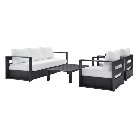 Modway - Tahoe Outdoor Patio Powder-Coated Aluminum 4-Piece Set - EEI-5749-GRY-WHI veiw 2