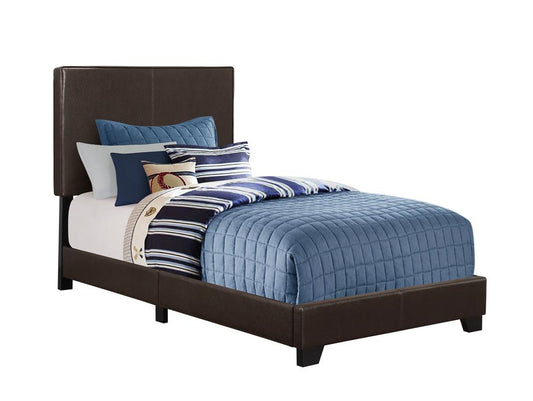 Monarch Specialties - Bed, Twin Size, Platform, Bedroom, Frame, Upholstered, Pu Leather Look, Wood Legs, Brown, Transitional - I-5910T veiw 2