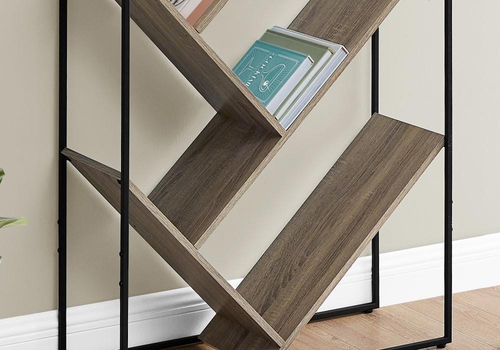 Monarch Specialties - Bookshelf, Bookcase, Etagere, 3 Tier, 60inH, Office, Bedroom, Metal, Laminate, Brown, Black, Contemporary, Modern - I-2201 veiw 3