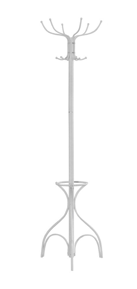 Monarch Specialties - Coat Rack, Hall Tree, Free Standing, 12 Hooks, Entryway, 70inH, Umbrella Holder, Bedroom, Metal, White, Contemporary, Modern - I-2030 veiw 2