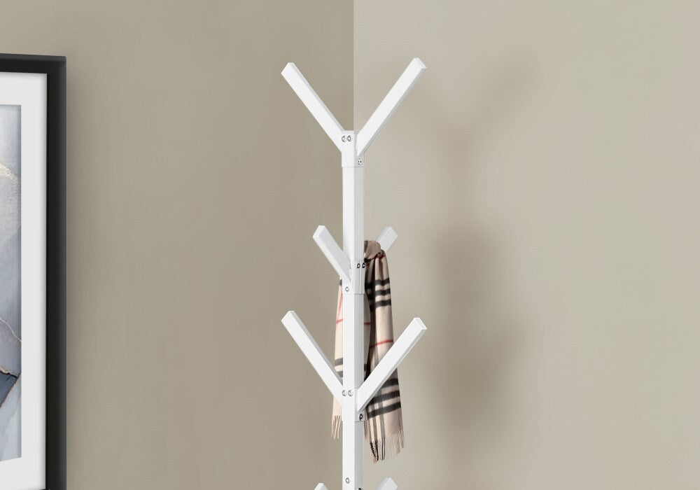 Monarch Specialties - Coat Rack, Hall Tree, Free Standing, 8 Hooks, Entryway, 70inH, Bedroom, Metal, White, Contemporary, Modern - I-2059 veiw 3