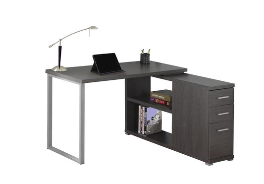 Monarch Specialties - Computer Desk, Home Office, Corner, Left, Right Set-Up, Storage Drawers, L Shape, Work, Laptop, Metal, Laminate, Grey, Contemporary, Modern - I-7135 veiw 2