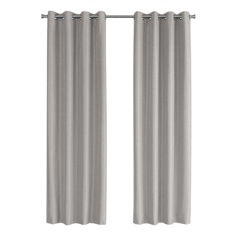 Monarch Specialties - Curtain Panel, 2Pcs Set, 54inW X 84inL, 100% Blackout, Grommet, Living Room, Bedroom, Kitchen, Thermal Insulation, Polyester, Grey, Contemporary, Modern - I-9835 veiw 1