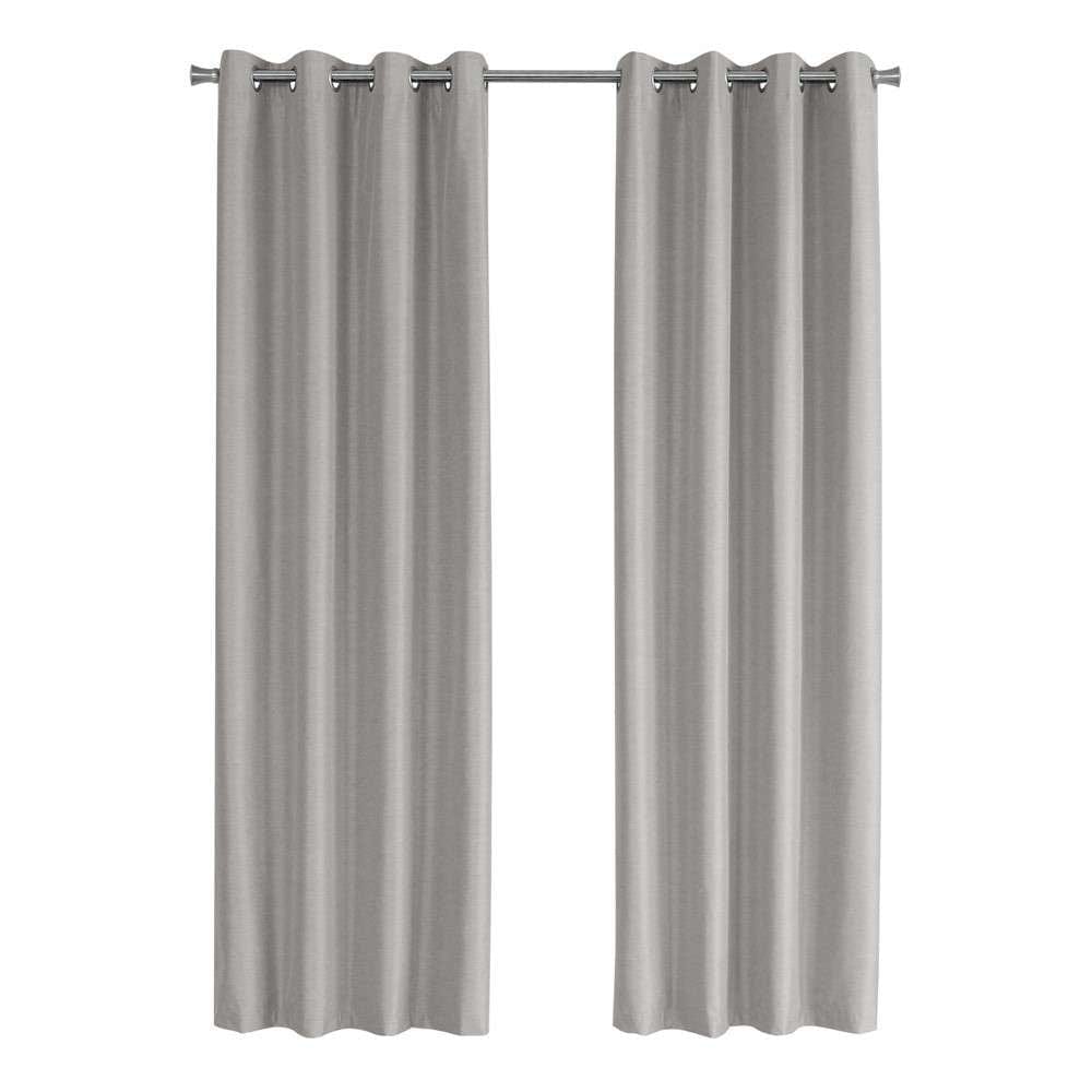 Monarch Specialties - Curtain Panel, 2Pcs Set, 54inW X 95inL, 100% Blackout, Grommet, Living Room, Bedroom, Kitchen, Thermal Insulation, Polyester, Grey, Contemporary, Modern - I-9836 veiw 1