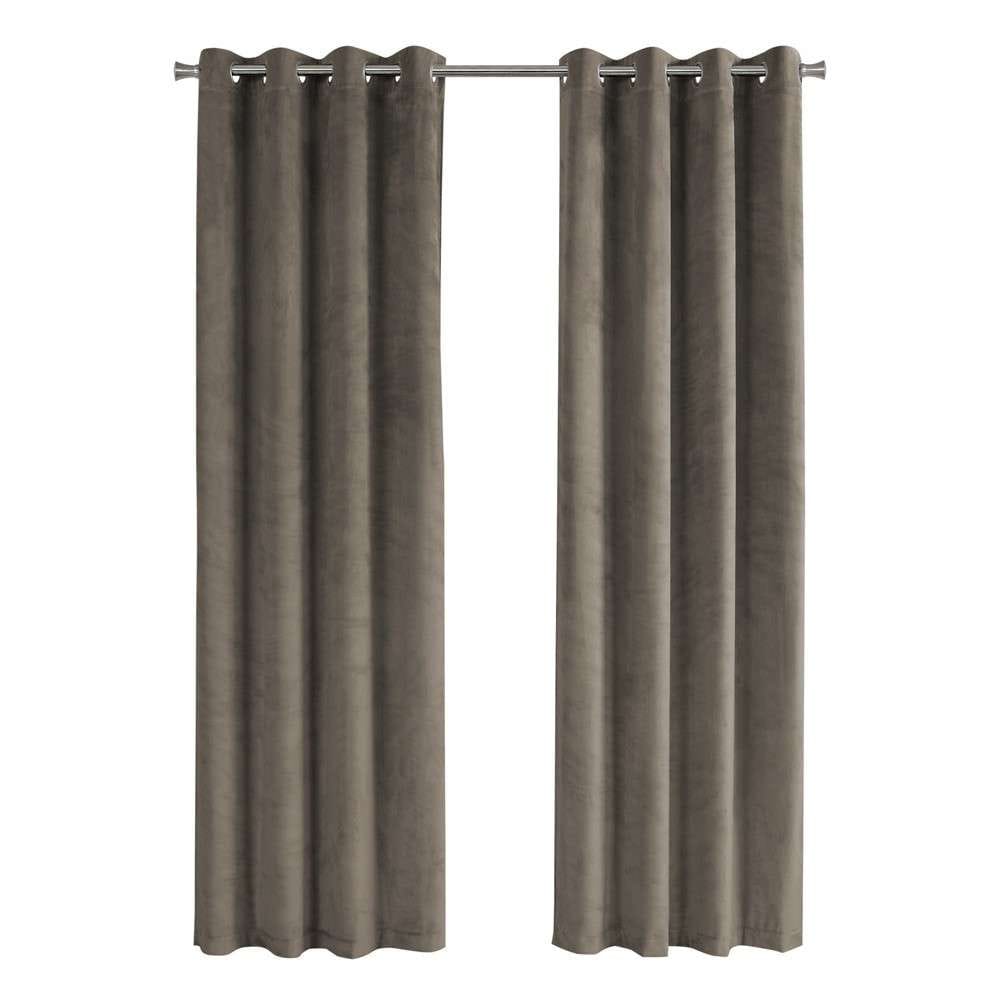 Monarch Specialties - Curtain Panel, 2Pcs Set, 54inW X 95inL, Room Darkening, Grommet, Living Room, Bedroom, Kitchen, Velvet, Polyester, Beige, Contemporary, Modern - I-9827 veiw 1