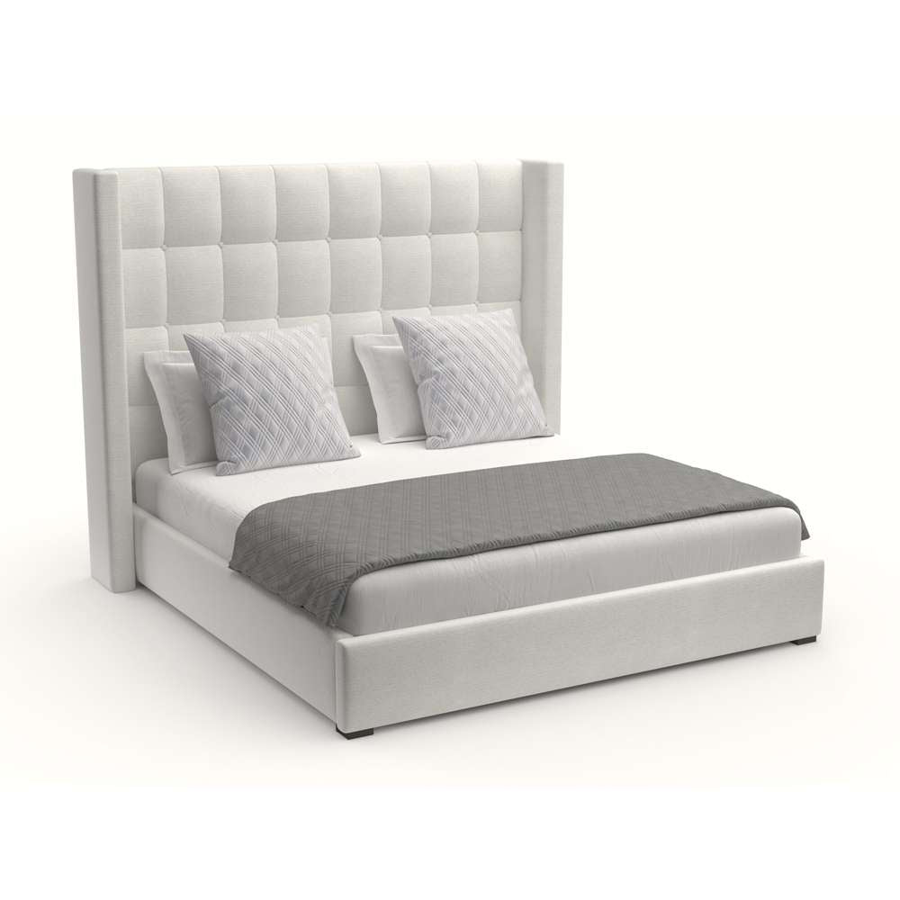 Nativa Interiors - Aylet Box Tufted Upholstered Medium King Off White Bed - BED-AYLET-BOX-MID-KN-PF-WHITE veiw 1