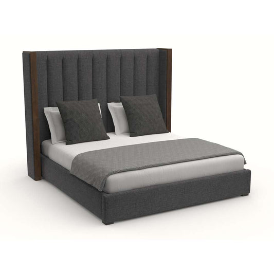 Nativa Interiors - Irenne Vertical Channel Tufted Upholstered Medium California King Charcoal Bed - BED-IRENNE-VC-MID-CA-PF-CHARCOAL veiw 2
