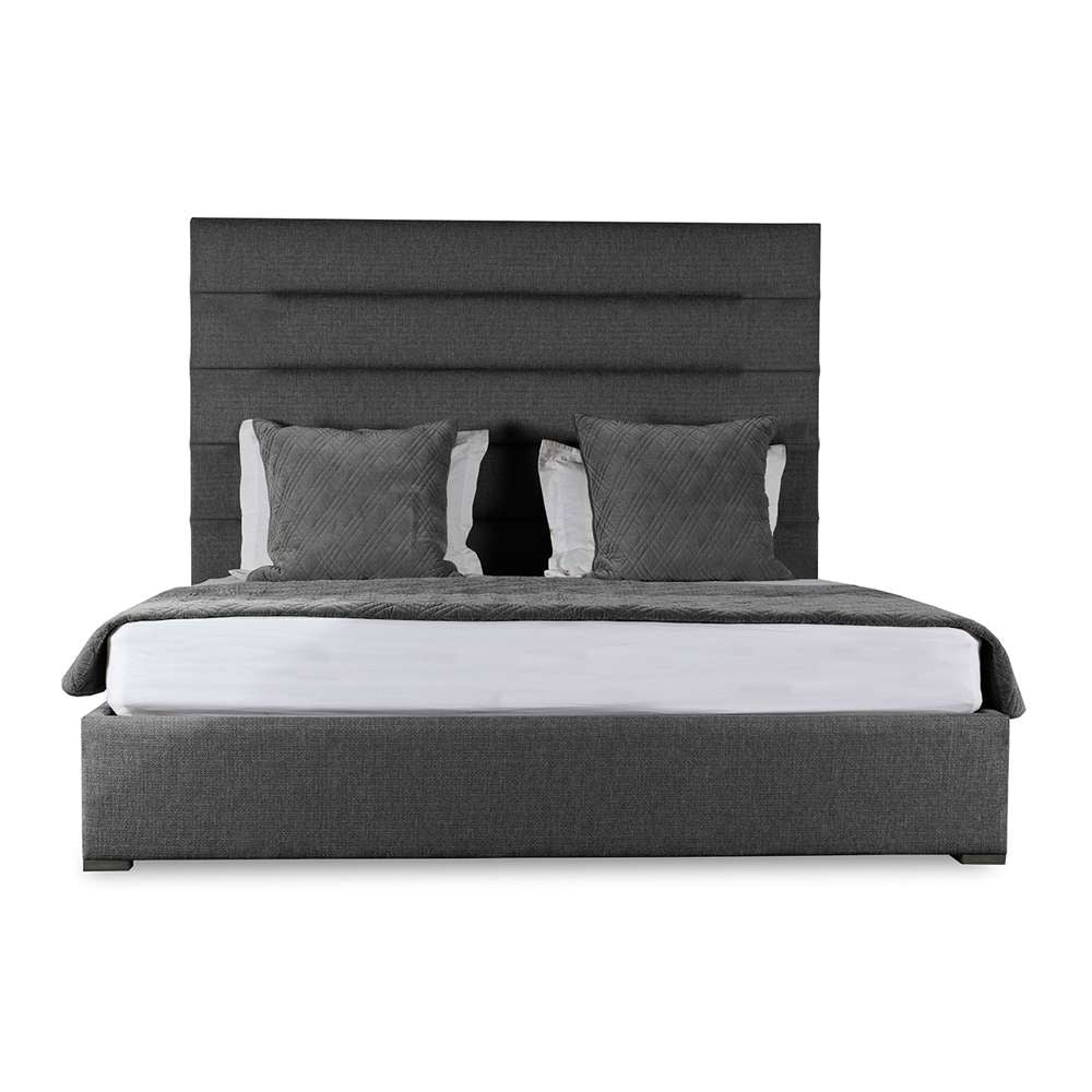 Nativa Interiors - Moyra Horizontal Channel Tufted Upholstered Medium King Charcoal Bed - BED-MOYRA-HC-MID-KN-PF-CHARCOAL veiw 1