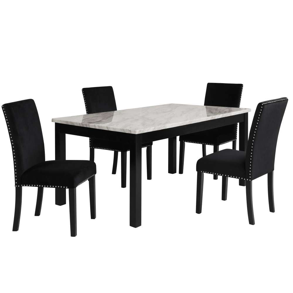 New Classic Furniture - Celeste 64in Dining Table and 4 Chairs - Black - 40-400-D4C veiw 1