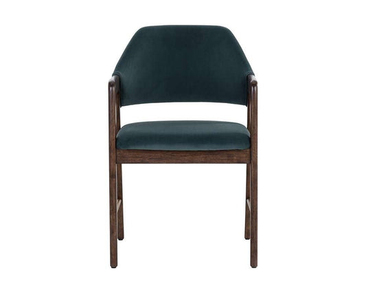 Sunpan - Milton Dining Armchair - Smoke Acacia - Meg Dusty Teal - 109807 veiw 2