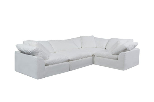 Sunset Trading - Contemporary Puff Collection 4PC L-Shaped Sectional Sofa White - SU-1458-81-3C-1A veiw 2