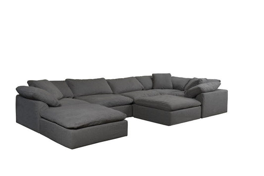 Sunset Trading - Contemporary Puff Collection 7PC Modular U-Shaped Pit Sectional Sofa Gray - SU-1458-94-3C-2A-2O veiw 2