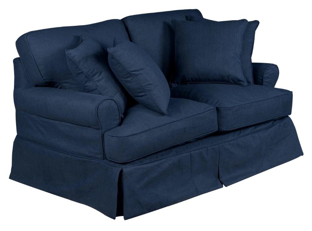 Sunset Trading - Horizon 4 Piece Slipcovered Living Room Set - Washable Moisture and Stain Resistant Navy Blue Performance Fabric - SU-1176-49-4P veiw 7