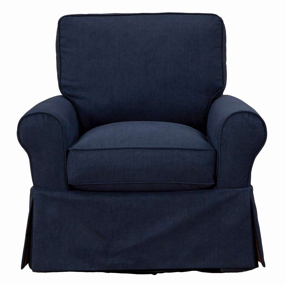 Sunset Trading - Horizon Slipcovered Swivel Rocking Chair Stain Resistant Performance Fabric Navy Blue - SU-114993-391049 veiw 1