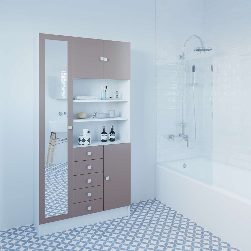 TEMAHOME - Combi Tall Bathroom Cabinet in White / Taupe - X6054X2191A17 veiw 6