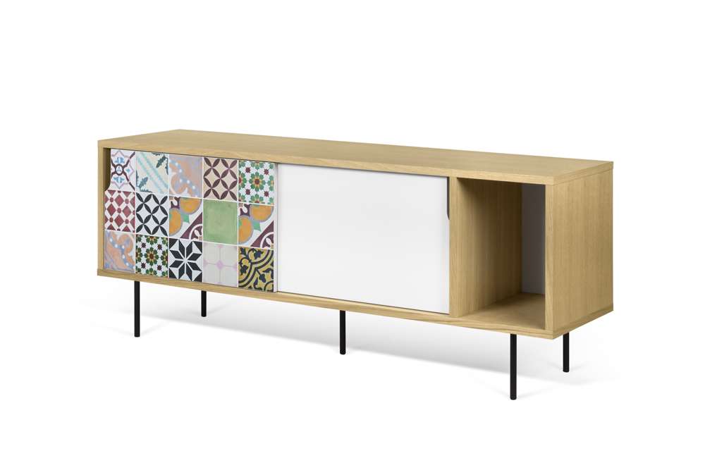 TEMAHOME - Dann 165 Tiles Patchwork Sideboard in Oak / Pure White & Vinyl / Black - 9500404788 veiw 3