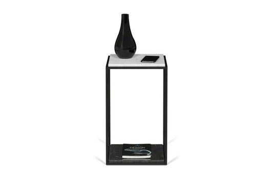 TEMAHOME - Forrest Marble Side Table in White & Black Marble / Black - 9500628641 veiw 2