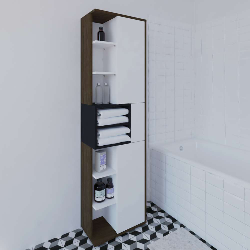 TEMAHOME - Kube Bathroom Column in Walnut Color / Grey - E6490A0921A01 veiw 6