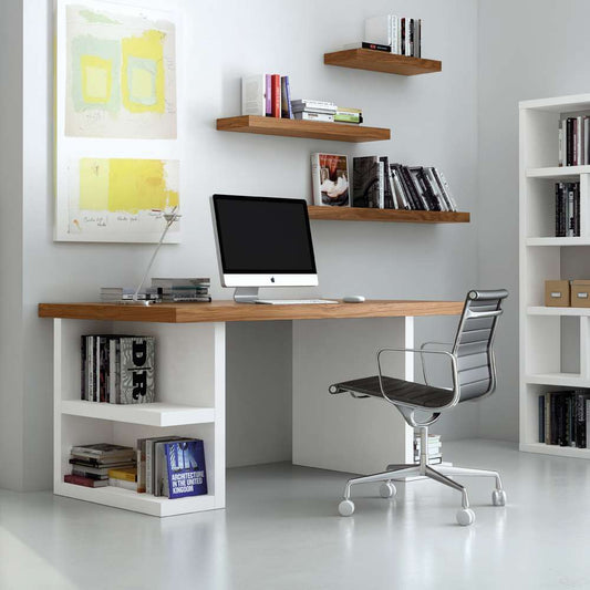 TEMAHOME - Multi 63in Table Top with Storage Legs in Walnut Top / Pure White Legs - 9500620171 veiw 2