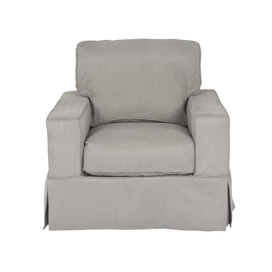 Sunset Trading - Americana Slipcover for Box Cushion Track Arm Chair - Performance Fabric - Gray - SU-108520SC-391094 veiw 2