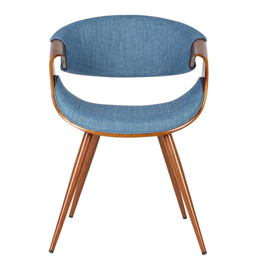 Armen Living - Butterfly Mid-Century Dining Chair in Walnut Finish and Blue Fabric - LCBUCHWABL veiw 2