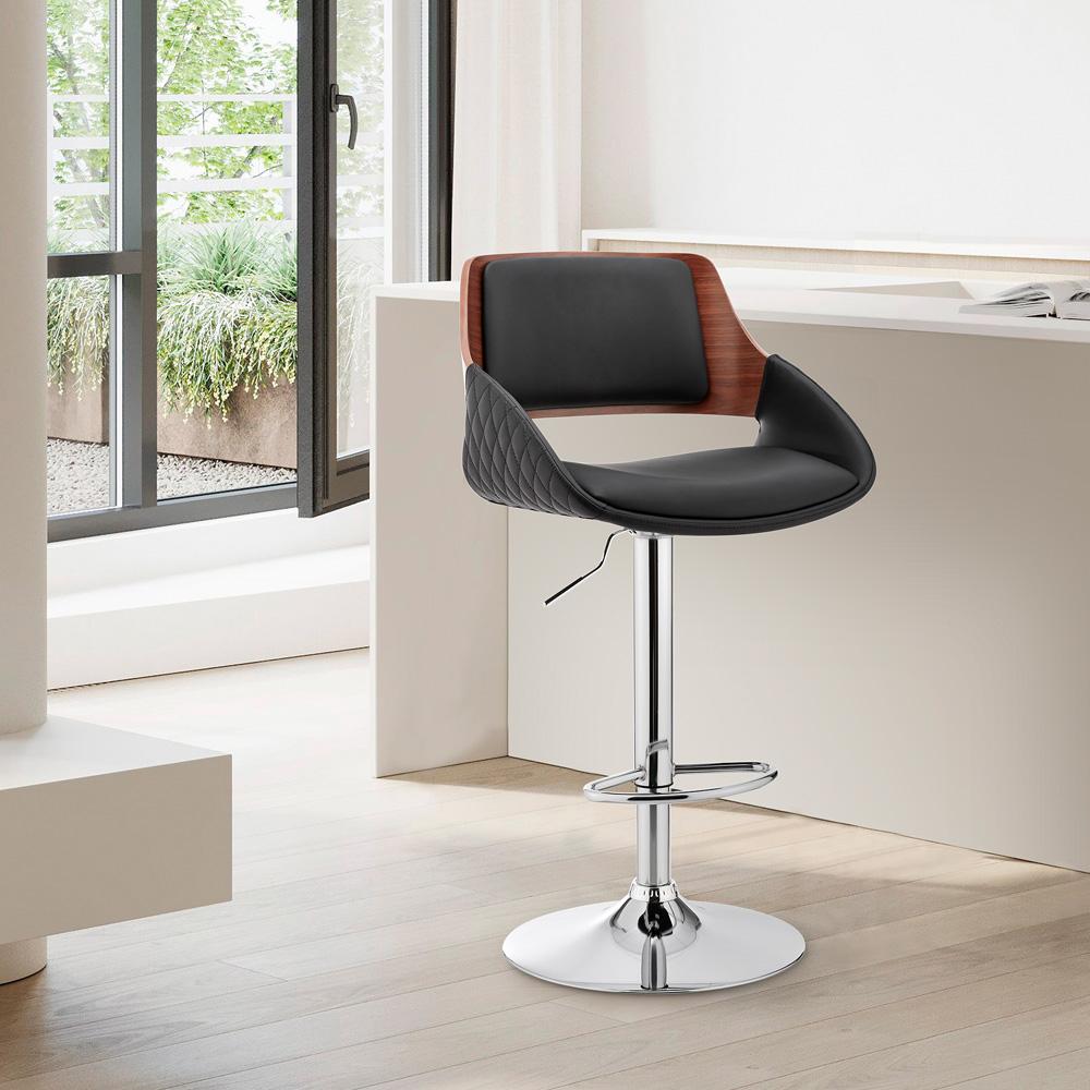 Armen Living - Colby Adjustable Black Faux Leather and Chrome Finish Bar Stool - LCCYBAWABL veiw 10