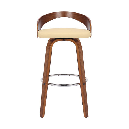 Armen Living - Sonia 30in Bar Height Swivel Cream Faux Leather and Walnut Wood Bar Stool - LCSOBACRWA30 veiw 2