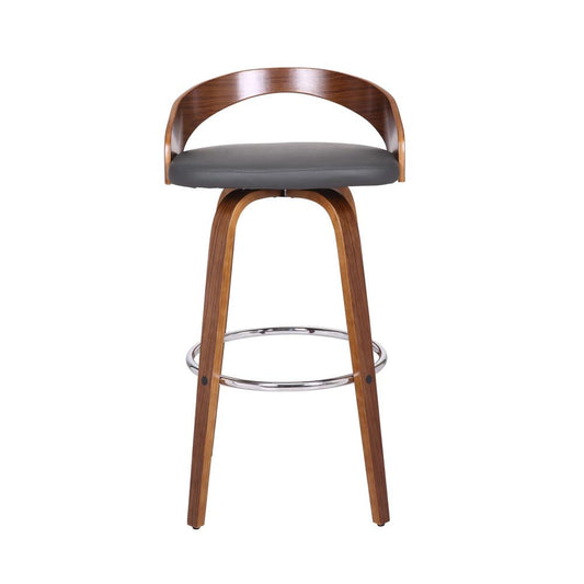 Armen Living - Sonia 30in Bar Height Swivel Grey Faux Leather and Walnut Wood Bar Stool - LCSOBAGRWA30 veiw 2