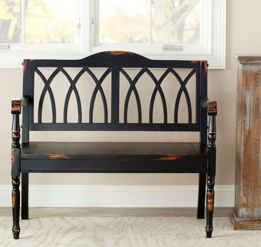 Safavieh - Benjamin Bench - Distressed - Black - AMH6500B veiw 2