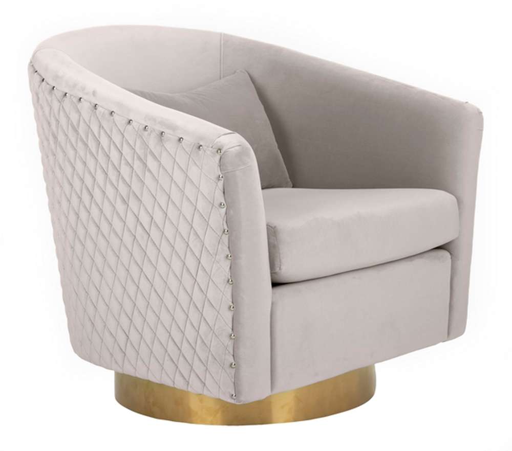 Safavieh - Clara Quilted Swivel Tub Chair - Pale Taupe - Gold - SFV4702C veiw 4