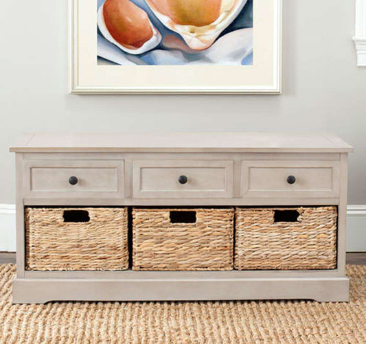 Safavieh - Damien 3 Drawer Storage Bench - Vintage Grey - AMH5701A veiw 2