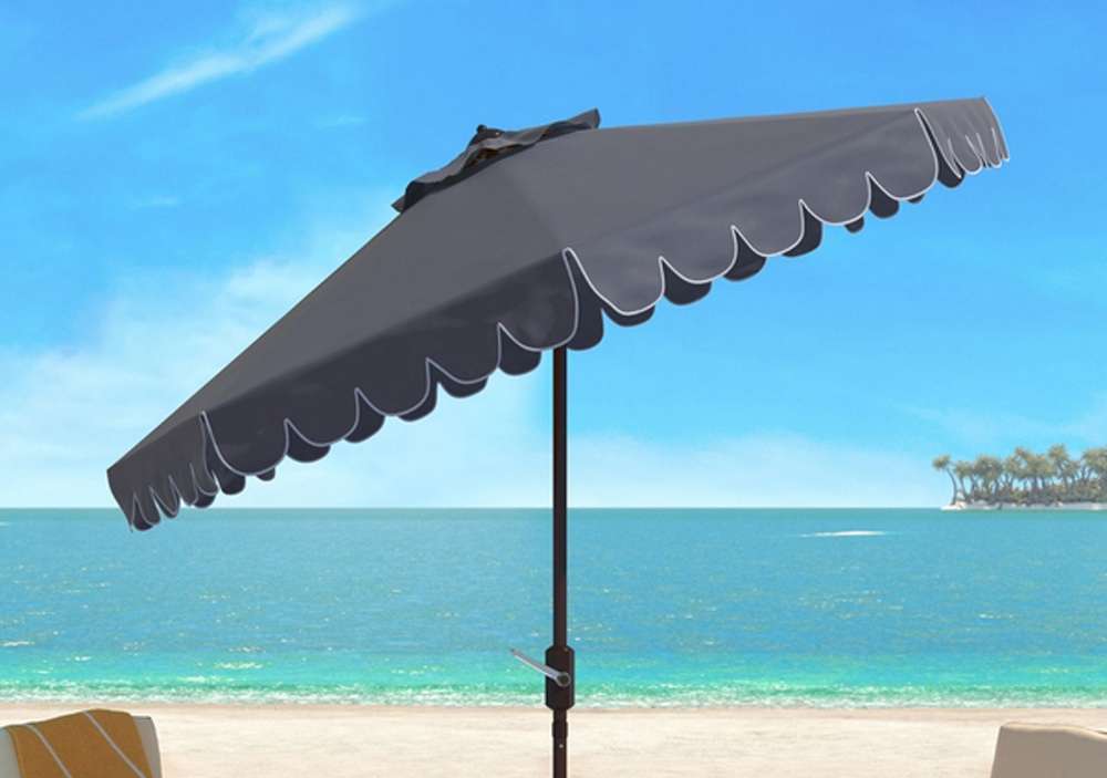 Safavieh - Dorinda 9Ft Crank Umbrella - Taupe - White - PAT8010B veiw 1