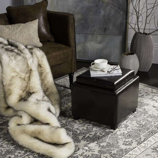 Safavieh - Harrison Single Tray Ottoman - Brown - HUD8233A veiw 2
