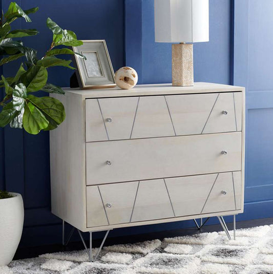 Safavieh - Marigold 3 Drawer Chest - White Washed - Silver - CHS9001B veiw 2