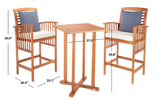 Safavieh - Pate 3Pc Bar Height Bistro Set - Natural - Bge + Thn Stp P - PAT7043F veiw 2