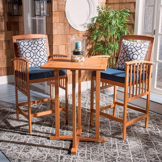 Safavieh - Pate 3Pc Bar Height Bistro Set - Natural - Nvy + Trellis P - PAT7043E veiw 2