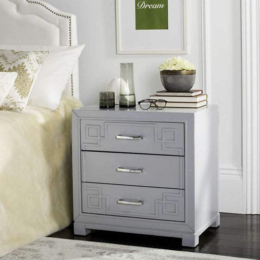 Safavieh - Raina Three Drawer Nightstand - Grey - FOX6278C veiw 2