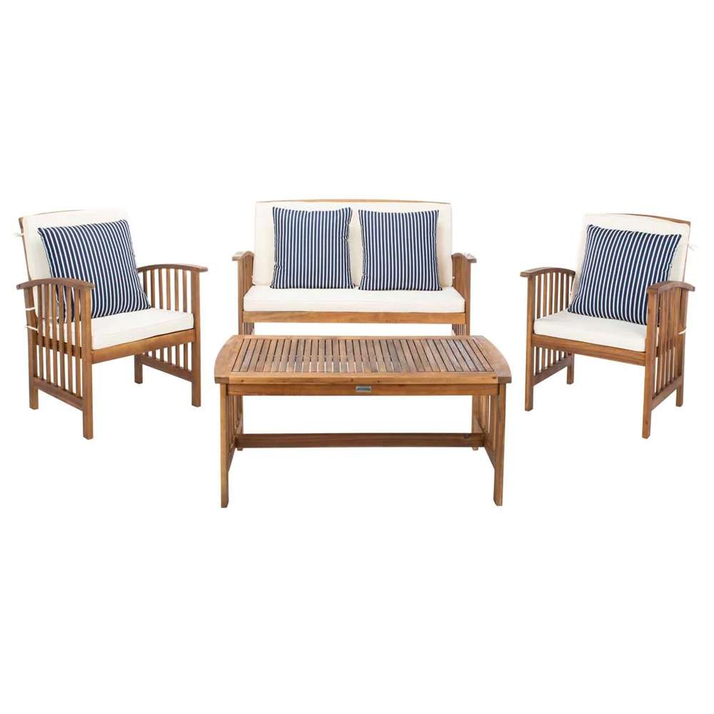 Safavieh - Rocklin 4 Pc Outdoor Set - Natural - PAT7007F veiw 1
