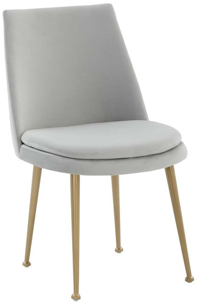 Safavieh - Rynaldo Upholstered Dining Chair - Light Grey - Gold - SFV4812A veiw 3