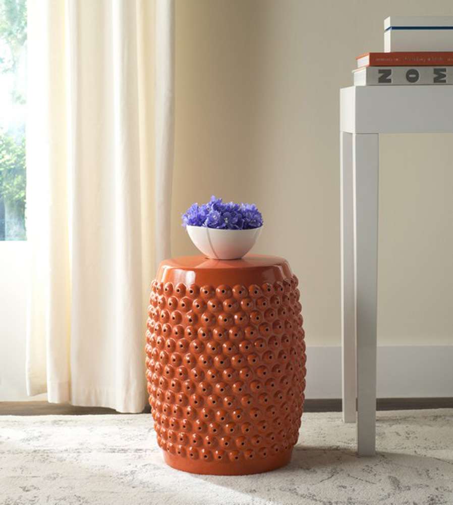 Safavieh - Stella Nailhead Garden Stool - Orange - ACS4530D veiw 1