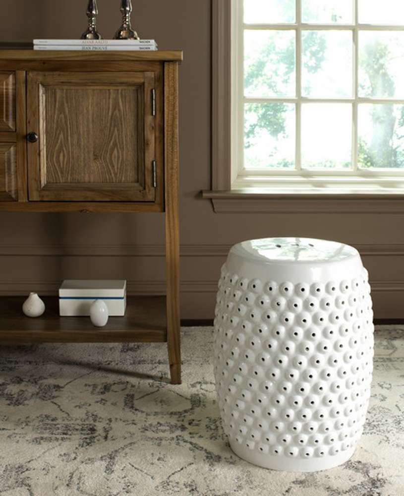 Safavieh - Stella Nailhead Garden Stool - White - ACS4530A veiw 1