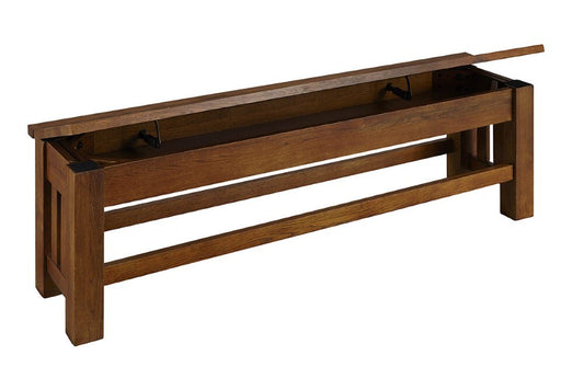 A-America - Laurelhurst 60in Storage Bench in Mission Oak Finish - LAUOA297K veiw 2