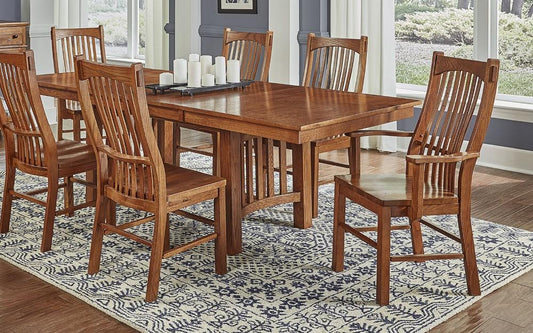 A-America - Laurelhurst Slatback Arm Chair in Contoured Solid Wood Seat in Mission Oak Finish (Set of 2) - LAUOA2762 veiw 2