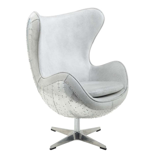 ACME Furniture - Brancaster Accent Chair w/Swivel - Vintage white Top grain Leather - AC01991 veiw 2