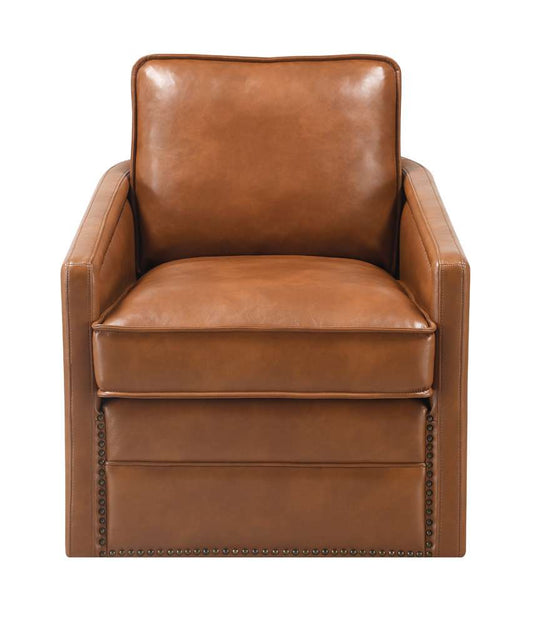 ACME Furniture - Rocha Accent Chair w/Swivel - Brown Leather Aire - AC01886 veiw 3