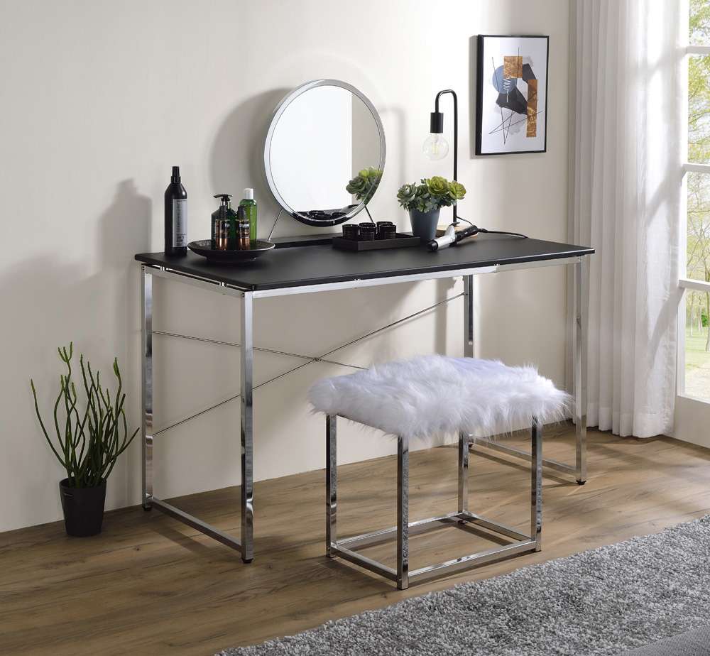 ACME Furniture - Tennos Vanity Desk - Black & Chrome - AC00904 view 4