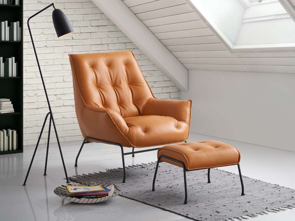 ACME Furniture - Zusa Accent Chair & Ottoman - Sandstone Top Grain Leather - AC02379 view 9