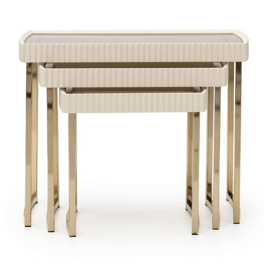 AICO by Michael Amini - Lisbon Nesting Tables, Set of 3 - Silken Matte Cream - LFR-LSBN224-140 veiw 2