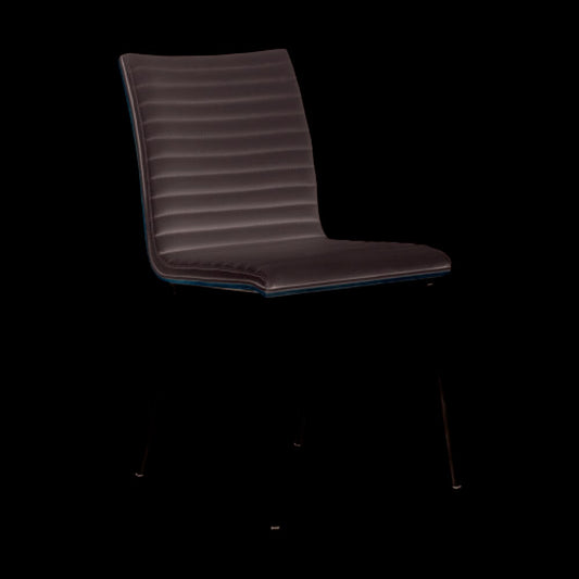 Armen Living - Cafe Brushed Stainless Steel Dining Chair in Gray Faux Leather with Walnut Back (Set of 2) - LCCACHGRB201 veiw 2