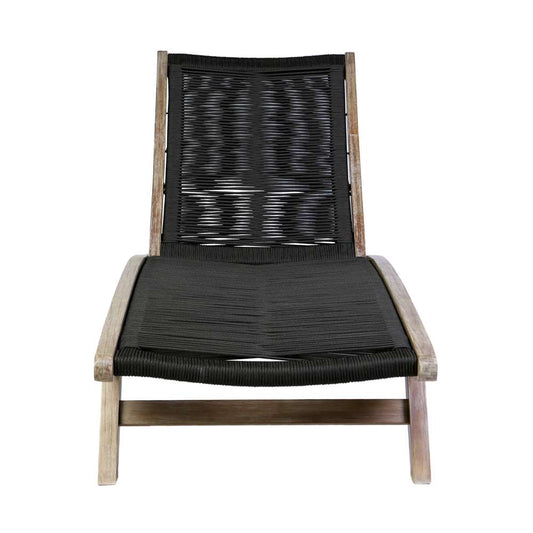 Armen Living - Chateau Outdoor Patio Adjustable Chaise Lounge Chair in Eucalyptus Wood and Charcoal Rope - 840254336049 veiw 2